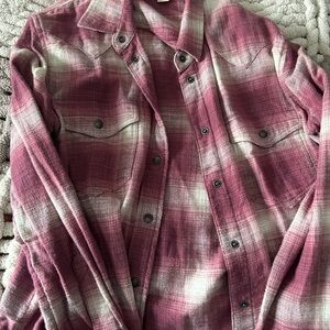 American Eagle Outfitters Soft Plaid Shirt in Pink and White